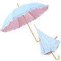40.16inch Ruffled Princess Parasol with One-Touch Open - UPF50+ UV Blocking Sunshade, 8-Rib Fiber+Aluminum Frame, Lightproof Canopy for Women - color: blue1