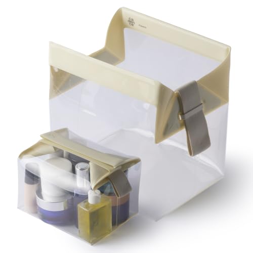Cadence Parcel - Clear Travel Kit with Zipperless Magnetic Closure - Pebble, Large - Durable, Leak-Resistant and TSA Approved Toiletry Bag - Modular Organization - Recycled TPU (2 Qt) - color: Pebble, size: Large