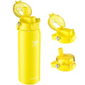 Fanhaw 24 oz Insulated Stainless Steel Water Bottle with 2-in-1 Straw& Chug Lid, Leakproof Wide Mouth Vacuum Bottle for School, Sports, Kids, Teens& Adults, Back to School Essentials (Bright Yellow) - color: Bright Yellow