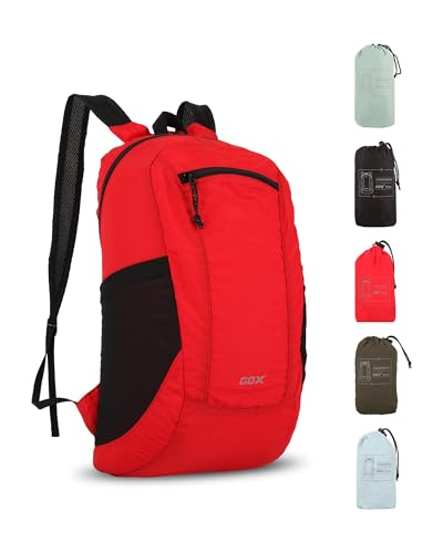 GOX Foldable 20l Backpack For Travel Lightweight Hiking Packable Daypack for Men Travel Camping Outdoor Bag Women (Red) - color: Red