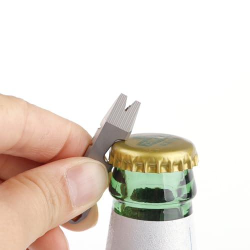 Hamans Mini Pry Bar Multi Tool Titanium Bottle Opener Keychain Screwdriver - color: Gray