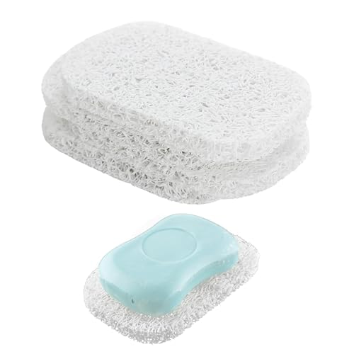 Snowkingdom 4 Pack White Soap Saver Holder for Bar Soap Shower Bathroom Dish Self Draining Lift Pad Porous Construction air circulate 2.9" x 4.5" PVC Non-BPA Non-Slip Durable - color: White