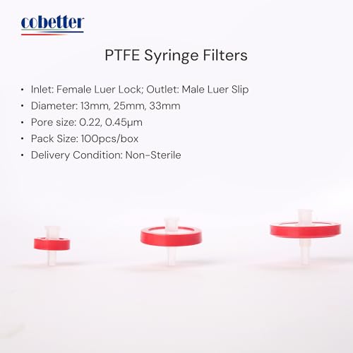 Syringe Filter Hydrophilic PTFE, 0.1μm 13mm, Non-sterile, PK of 100 - size: 0.1μm 13mm