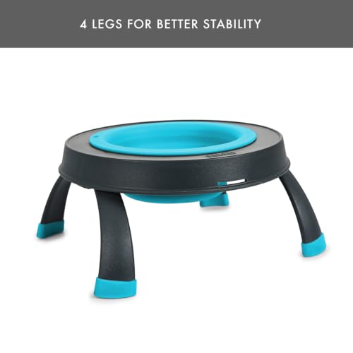 Dexas Pets Elevated Pet Feeder, Small, 1.5 Cup Capacity, Blue, Raised Pet Food and Water Bowl - color: Blue, size: Small/1.5 Cup Capacity