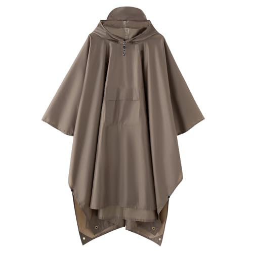 Multi functional cape hooded raincoat suitable for outdoor camping and hiking, suitable for both men and women - color: Brown