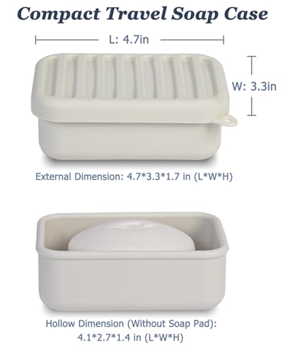 HighHerz Superior Leak-Proof Silicone Travel Soap Case, Portable Soap Container with Draining Layer, Durable Soap Box, Shatter-Proof Soap Holder for Bathroom, Gym, Travel Size Toiletry (Off White) - color: Off White