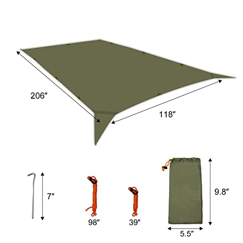 GEERTOP 17 x 10 ft Camping Tarp, Waterproof Rain Fly - color: Green