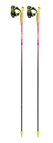 LEKI Ultratrail FX.One Superlite Trekking Poles | Carbon, Foldable, Ultralight Trail Running & Hiking Sticks - color: Pink-Yellow-Carbon, size: 105 cm