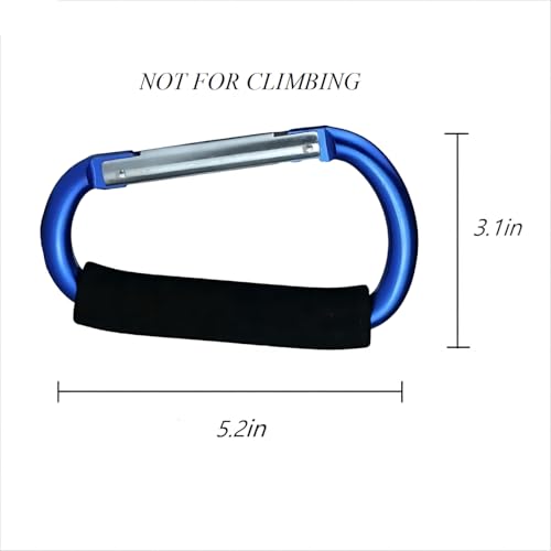 3PCS Stroller Hooks, 5.2'' Large Carabiner Clip - Carabiner Large, Baby Stroller Hooks for Hanging Bags, Stroller Accessories(Blue) - color: blue