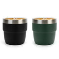Zenbo 4 oz Espresso/Coffee Cups, Ceramic-Lined Double Wall Vacuum Insulated 18/8 Stainless Steel, Stackable & Dishwasher Safe, Space-Saving, Compatible with Most Espresso & Coffee Makers, 2 Pack - color: Black & Sage Green