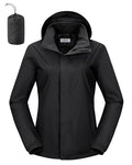 Outdoor Ventures Women's Rain Jackets Lightweight Waterproof RainCoats - color: Black, size: 3X-Large