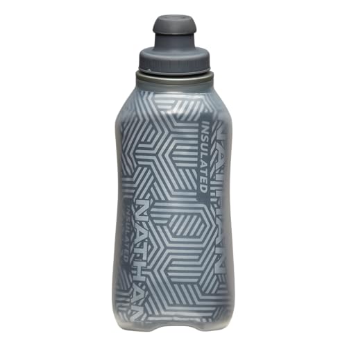 Nathan SpeedDraw 2 Insulated Handheld Running Water Bottle Flask – Double-Wall Insulation, Ergonomic Grip, Blast Valve Cap, Phone & Key Storage Pockets, Reflective Design - 12oz Insulated - Ribbon Red - color: Ribbon Red 12oz Insulated