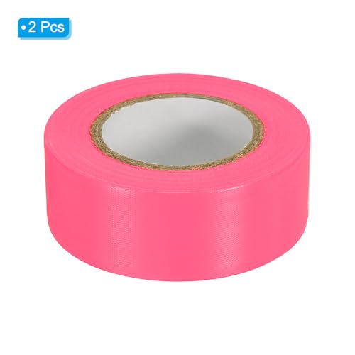 Flagging Tape 1.5" x150', 2 Pack PVC Non-Adhesive Neon Marking Tape for Tree Survey Boundaries Outdoor Trail, Pink