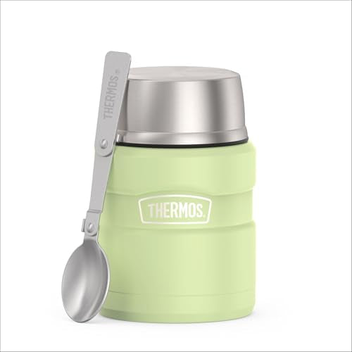 THERMOS Stainless King Food Jar with Spoon, 16oz, Matte Green - color: Matte Green, size: 16 Ounce