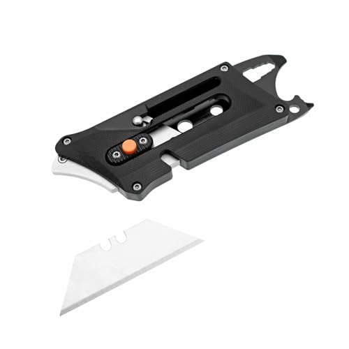 EDC Slide Utility Knife With Bottle Opener Hex Wrench Safety Lock Quick Change Mechanism 5 Extra SK5 Replacement Blade Lightweight Black G10 Handle Multitool Box Cutter Men Father Diy Gift Choice