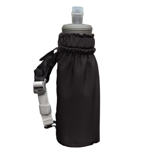Nathan Pinnacle 14 oz Soft Flask Handheld Water Bottle, BPA-Free with Bite Valve, Black, OSFM - color: Black, style: 14oz