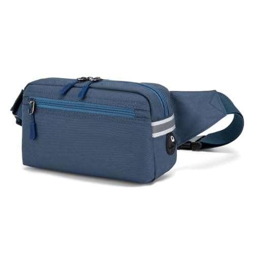 Mini Hiking Waist Bag, 3-Pocket 1.7L RFID Blocking Fanny Pack for Men Women - color: Blue
