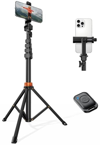 VIMOSE 66" Phone Tripod, Tripod for iPhone with Remote & Phone Stand | Extendable Cell Phone Tripod for Video Recording, Ultimate Tripod & Monopod Accessories for iPhone/Android, ANTHRACITE - color: ANTHRACITE