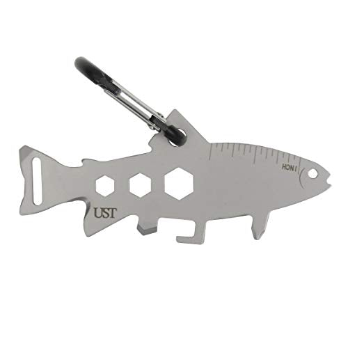 UST Tool-a-Long Multi-Tool Carabiners with Durable, Compact Stainless Steel Construction for Hiking, Kayaking, Camping, Travel and Outdoor Survival - style: Trout