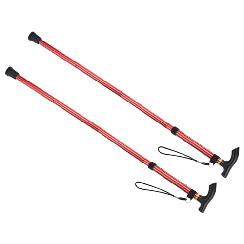 M METERXITY Trekking Poles - Collapsible Hiking Walking Sticks, Telescopic & Folding, Apply to Women Walking Backpacking - color: Red