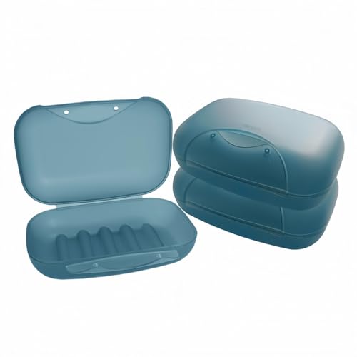 Travel Soap Holder Bar Soap Dish Shower Soap Saver Case Container Box for Bathroom Camping Gym Vonpri (Blue 3pack) - color: Blue
