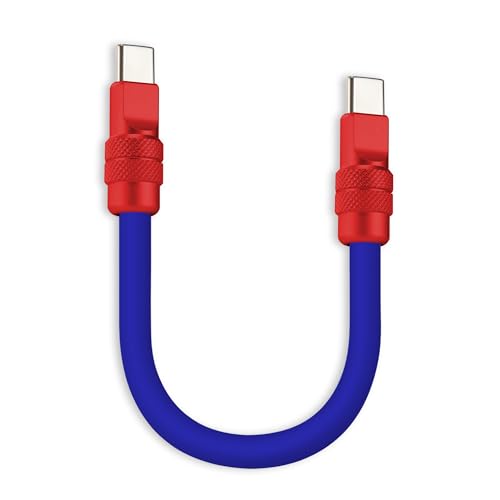 chubbycable 240W Short USB C to C Charging Cable, Dark Blue+Red, 0.82FT | Premium Zinc Alloy Connectors, 6mm Silicone Extra Thick, 45,000+ Bend Tested, E-Marker Chip, Stable 480Mbps Data Transfer - color: Dark Blue+Red, size: 0.82 ft, style: Type C-Type C