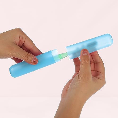 VOCOSTE 2Pcs Travel Toothbrush Case, Blue&Orange - color: Blue, Orange