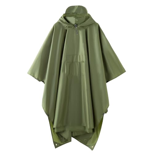 Multi functional cape hooded raincoat suitable for outdoor camping and hiking, suitable for both men and women - color: Green