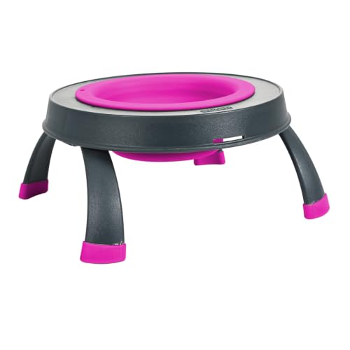 Dexas Pets Elevated Pet Feeder, Small, 1.5 Cup Capacity, Fuchsia, Raised Pet Food and Water Bowl - color: Fuchsia, size: Small/1.5 Cup Capacity