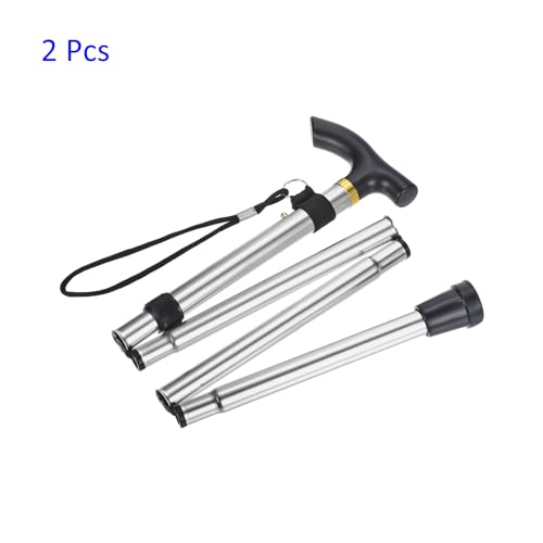 M METERXITY Trekking Poles - Collapsible Hiking Walking Sticks, Telescopic & Folding, Apply to Women Walking Backpacking - color: Black