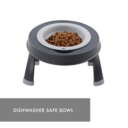 Dexas Pets Elevated Pet Feeder, Small, 1.5 Cup Capacity, Light Gray, Raised Pet Food and Water Bowl - color: Light Gray, size: Small/1.5 Cup Capacity