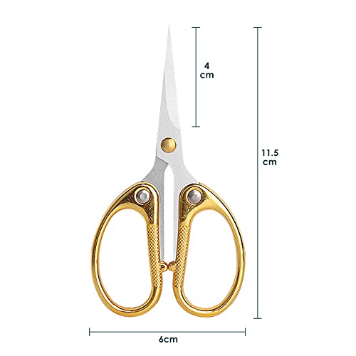 4.5" Cute Embroidery Scissors with Curved Tip for Sewing, Small Stainless Steel Sharp Scissors Craft Shear for DIY Craft Art Work Sewing Handicrafts Needlework Tool and Daily Use Gold - color: Gold