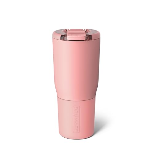 BrüMate Nav 25oz Insulated Travel Tumbler, Guava | 100% Leakproof BevLock Lid, Insulated Stainless Steel, Locking Flip Lid, Silicone Sleeve, 4+ Hrs Hot - color: Guava, size: 25oz