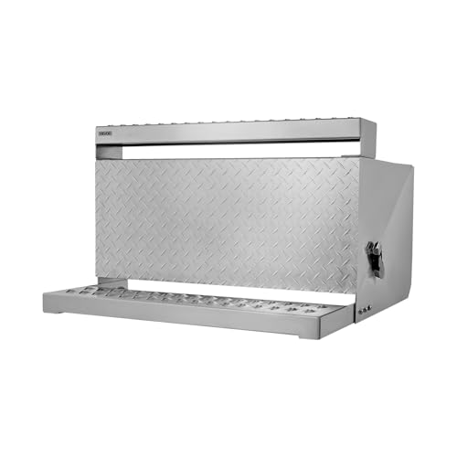 VEVOR Semi-Truck Step Tool Box, 31" x 30" x 19" Heavy Duty Aluminum Diamond Plate Toolbox, Waterproof Cab Entry Step Storage Box with Shock-Absorbing Latch for Flatbed, Crane, and Semi Trucks - size: 31"L x 30"W x 19"H