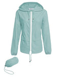 Hount Women Rain Jacket Lightweight Waterproof Packable Raincoat with Hood - color: Light Green, size: XX-Large
