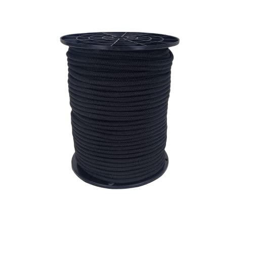 1/4" Black Shock Cord, Marine Grade Polyester Bungee Cord, 250 ft Spool, UV Resistant Elastic Rope - size: (#8) 1/4" x 250 feet