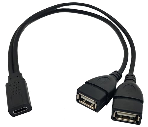 USB C Splitter Charge Cable,1 Feet USB Type C Female to 2 Dual USB Female Y Splitter Conversion Charging Cable(Only for Charging) - color: Type C female to 2*USB female