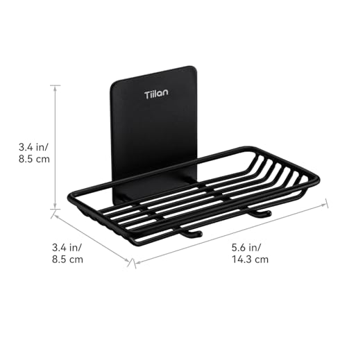 Self Adhesive Bar Soap Dish for Shower, Bathroom Soap Holder Wall Mount – Stainless Steel, Black - color: Black