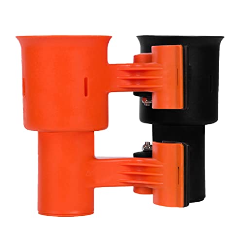 ROBOCUP, (Orange & Black), Patented Clamp On Boat Cup Holder |Multifunction Dual Drink Caddy for Fishing Poles, Tools, Net, Gaff |Portable Storage for Boating, Beach, Umbrellas, Golf Carts, Strollers - color: Black & Orange, size: Standard Spring