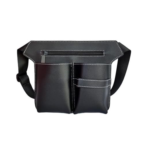 Scissor Bag,Barber PU Leather Waist Pouch,Professional Hairdressing Tools Storage Holster with Waist Belt,Hairstylist Waist Belt,Professional Hairdressing Tools Storage Holster - color: Black
