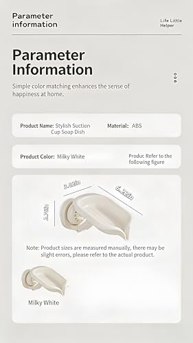 Rotatable Suction Soap Holder - Drill-Free Wall Mounted Soap Dish, Anti-Slip Waterproof Soap Rack with Drainage Tray for Bathroom Shower Laundry Room