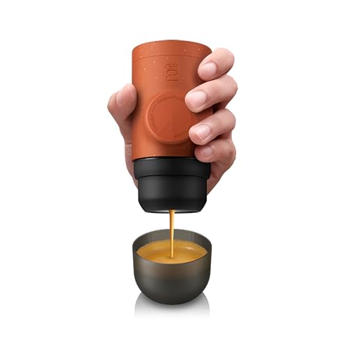 WACACO Minipresso GR2, Portable Espresso Maker Compatible Ground Coffee, Espresso Machine 18 Bar Manually Operated (Copper Clay) - color: Copper Clay