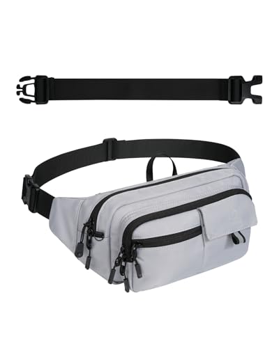 WATERFLY Fanny Pack Waist Bag: 3L Large RFID Anti-Theft with 9 Pockets - color: Grey