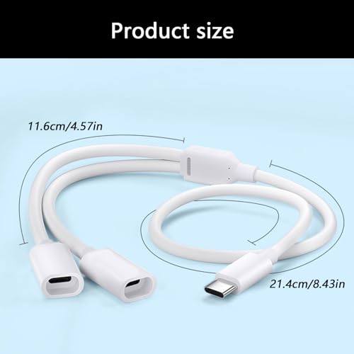Type C Splitter Cable for Solar Security Camera – 5v / 2a Fast Charging, Weatherproof PVC Double Board Connector, Outdoor Camera Power Cable