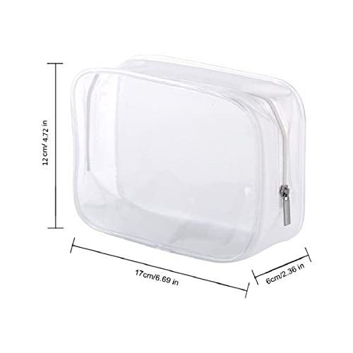 BEFORYOU 6 Pack Clear Toiletry Carry Pouch, White, Small TSA Approved | Zipper Portable Plastic Cosmetic Bag Waterproof, For Vacation Travel Bathroom and Organizing - size: Small bags only
