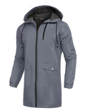 COOFANDY Men's Long Raincoat Ligtweight Rain Jacket Waterproof Outdoor Jackets with Hood - color: Charcoal Grey, size: X-Large