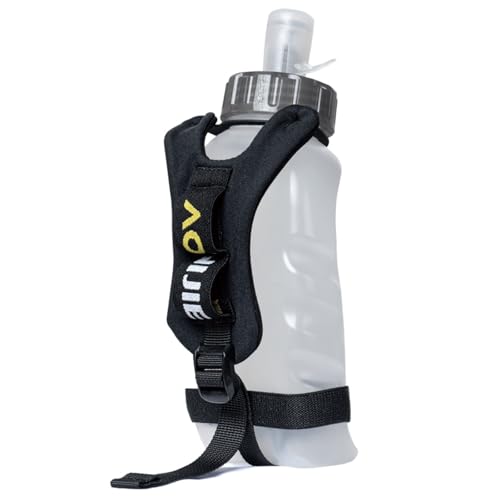 Running Water Bottle Handheld Plastic Flask Hydration Vest Packs Waist Belt Replacement for Runners Marathon Cycling Hiking - color: 02 Water Bottle with Strap - 420ml/14.2oz - 1 Pack