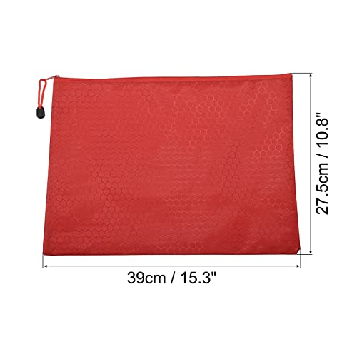 PATIKIL Waterproof Zipper File Bags 5 Pack B4 Document Storage Folders Bills Pencil Pouch for Office Travel, Red - color: Red