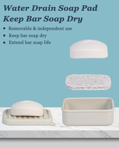 HighHerz Superior Leak-Proof Silicone Travel Soap Case, Portable Soap Container with Draining Layer, Durable Soap Box, Shatter-Proof Soap Holder for Bathroom, Gym, Travel Size Toiletry (Off White) - color: Off White