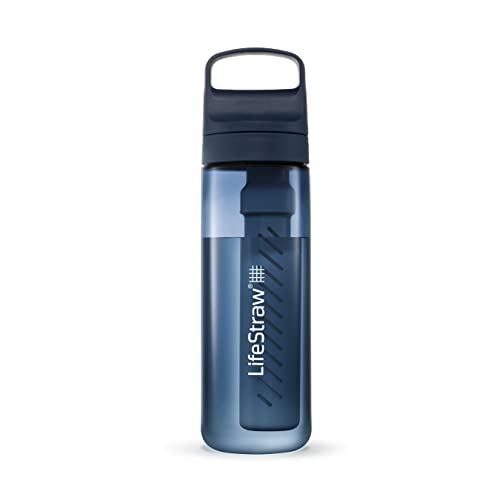 LifeStraw Go Series Water Filter Bottle - BPA-Free, Removes Bacteria, Parasites, Microplastics, Improves Taste, 22oz, Aegean Sea | Plastic Water Filter Bottle for Travel and Everyday use removes Bacteria, parasites and microplastics, Improves Taste - colo